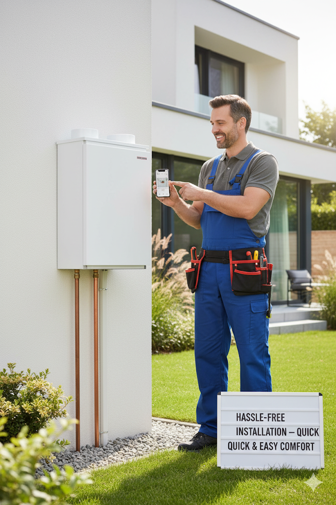 Smiling technician completing hassle-free installation