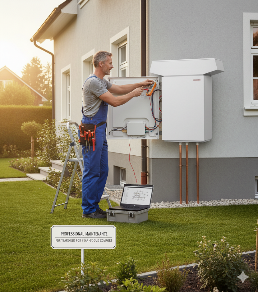 Routine maintenance of the Stiebel Eltron WPL 24 A heat pump by a qualified technician to ensure efficient performance and extended lifespan.